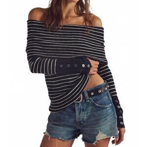 NEW FREE PEOPLE evergreen sweater in black & white
